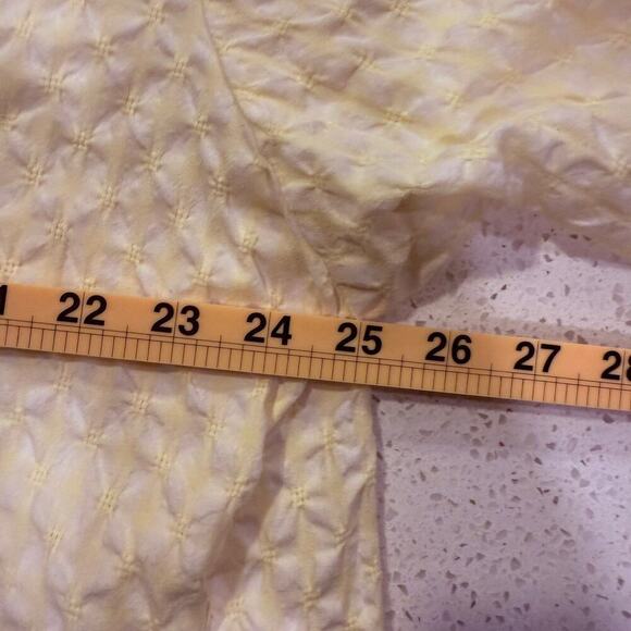 d & co.Textured Button Down Shirt 3X Butter Yellow Crinkle Cotton Blend Pastel - Picture 8 of 9